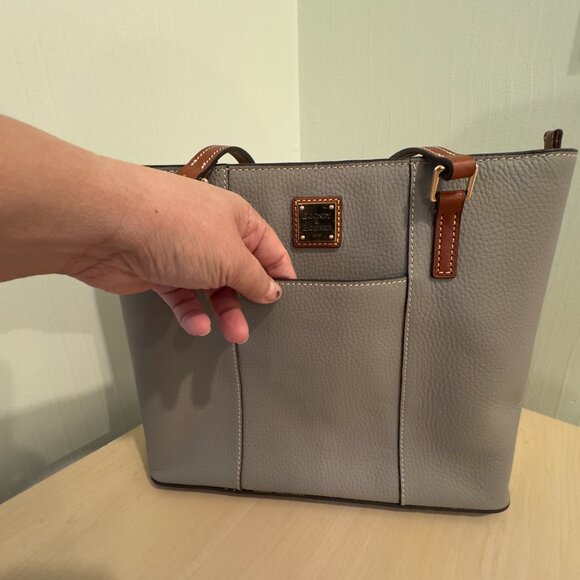 Dooney & Bourke Pebble Leather Lexington Shopper Tote – Light Grey | Like New - Picture 15 of 16